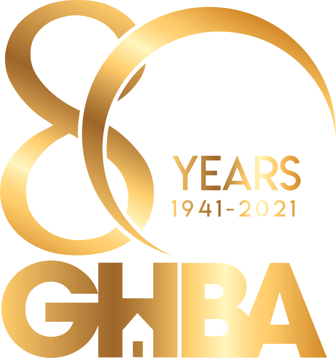 The Greater Houston Builders Association’s logo and the text “80 Years 1941-2021” in gold with a black background